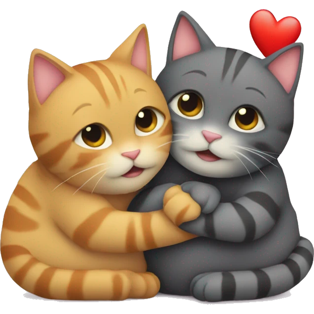 2 Cats hugging with heart  emoji
