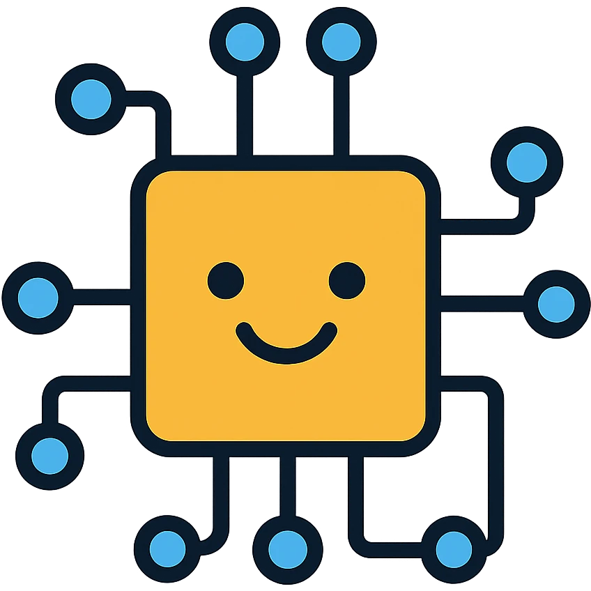AI circuit board with face emoji