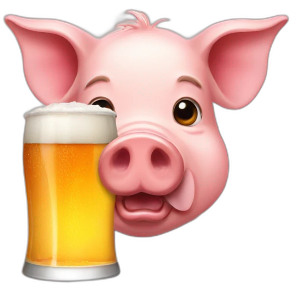 A pig with a beer emoji