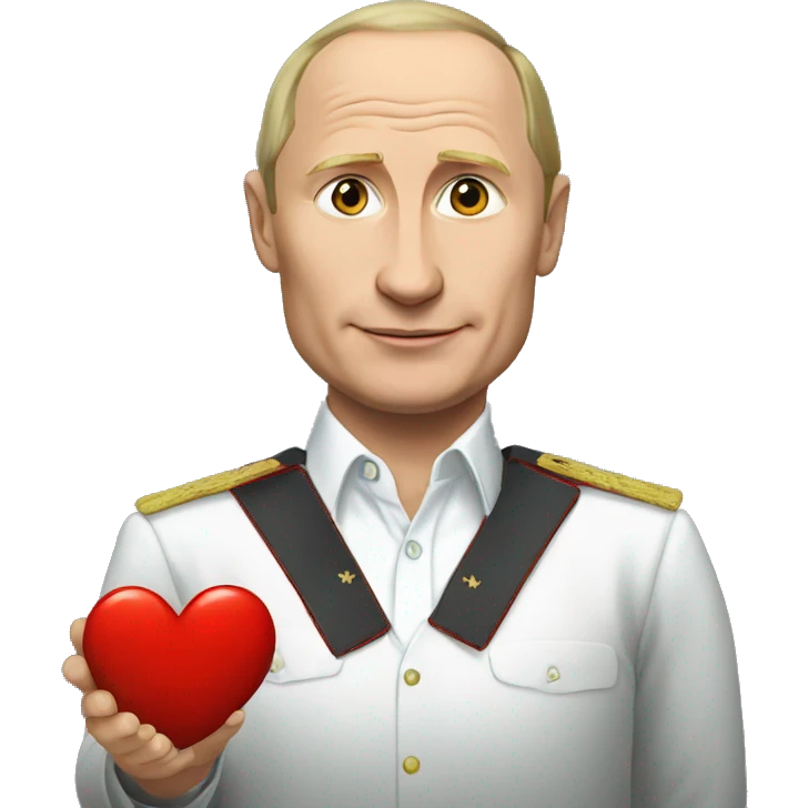 Putin holding a red heart emoji