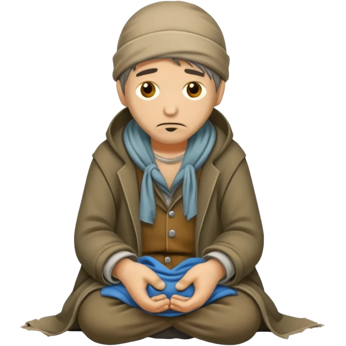 beggar who is also a homeless person poor with damaged clothing emoji