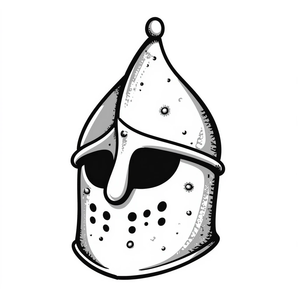 Hand-drawn antique medieval helmet with light rust spots and aged metal texture emoji