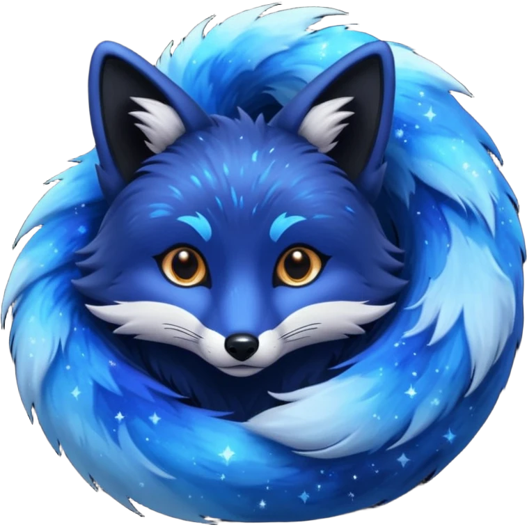 Black fox with blue swirling galaxy/marble pattern emoji