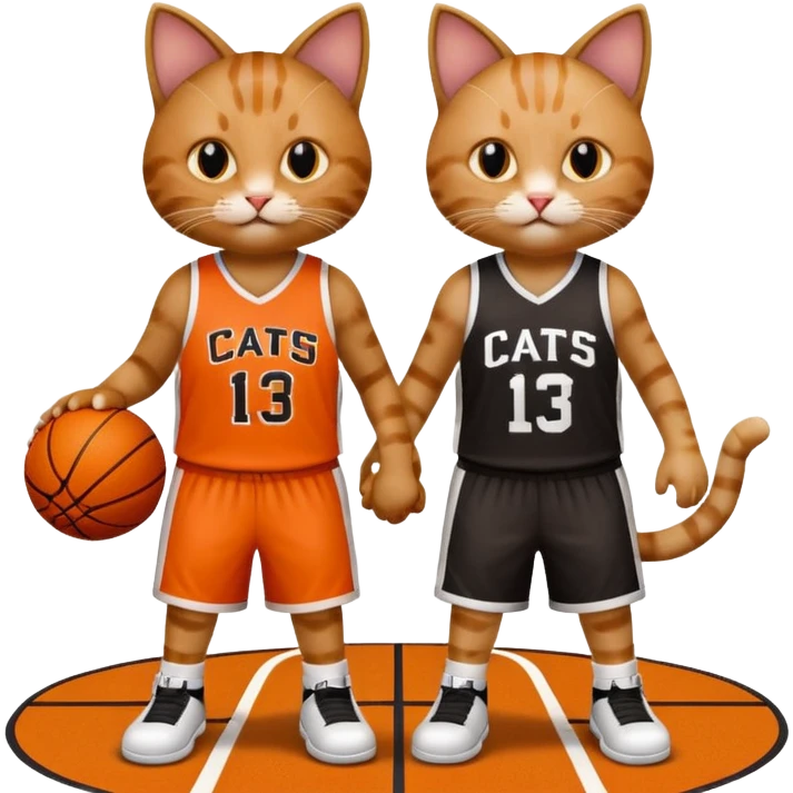 2 cats who just won a basketball game on a team called cats emoji