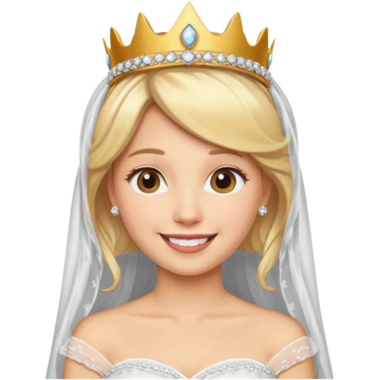 blonde bride tiara and veil emoji