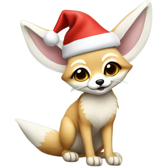 A fennec fox with a Santa hat emoji