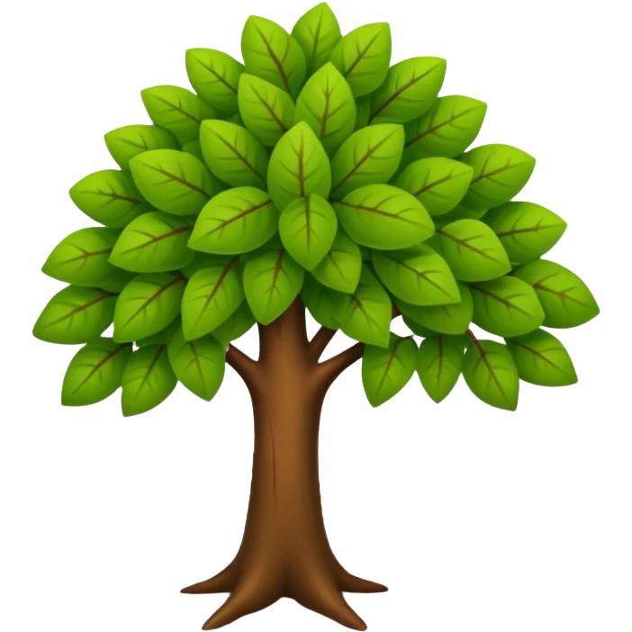 "iOS style tree emoji, green leaves with a brown trunk, smooth texture, no background" emoji