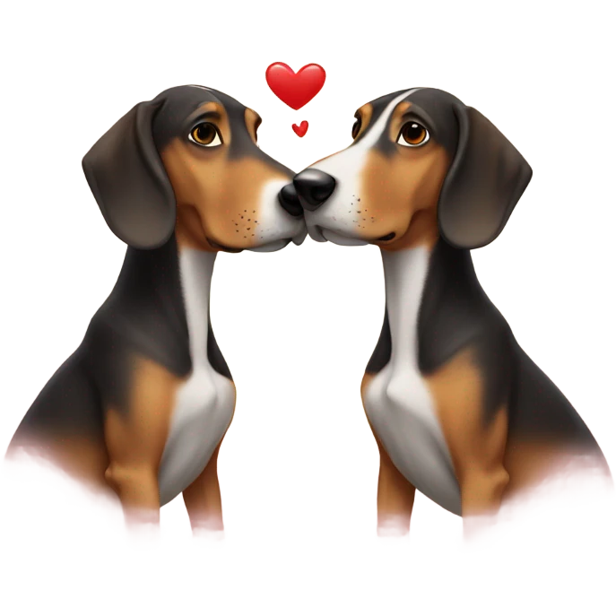 2 dashhounds kissing  emoji