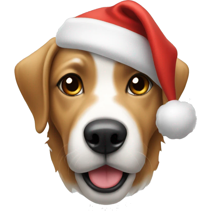 Dog wearing a Santa hat emoji