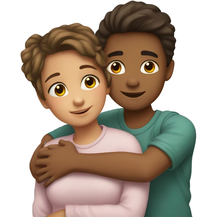 Two siblings one boy and one girl hugging  emoji