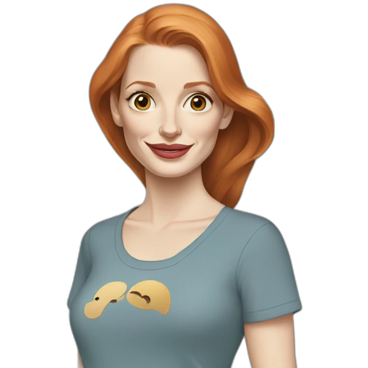 jessica-chastain cartoon wearing tee emoji