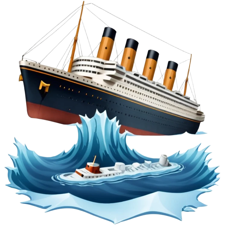 Make the Titanic sinking in the front In splits In the middle emoji