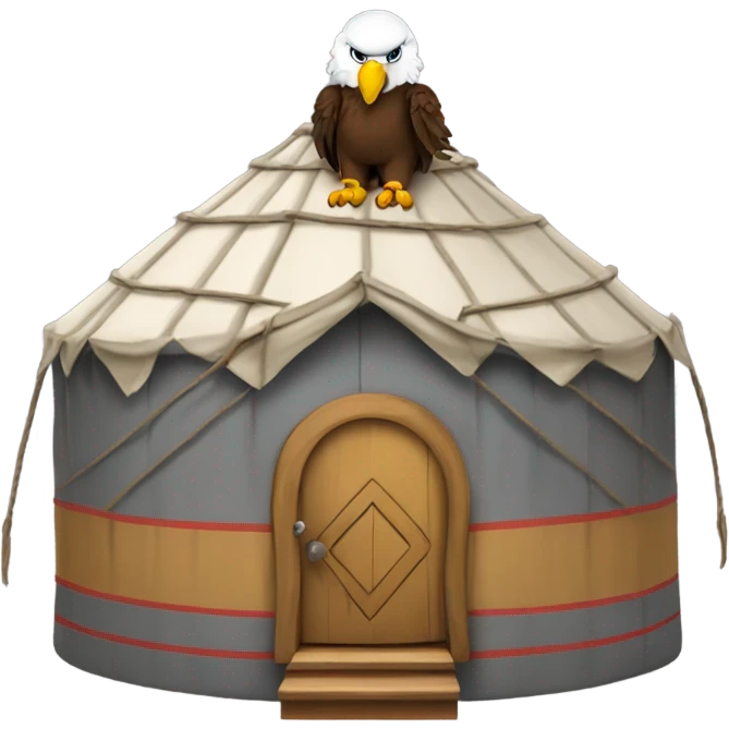 Yurt with eagles football mascot on roof emoji
