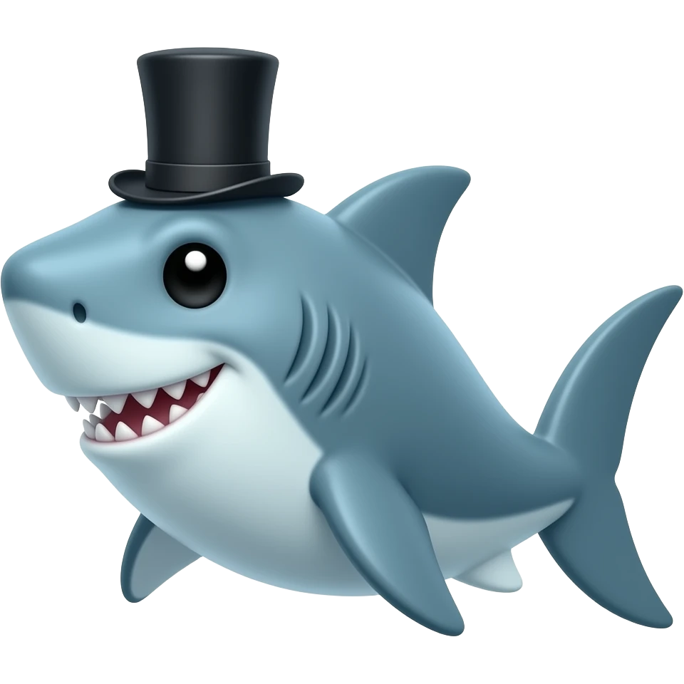 Shark with a top hat emoji