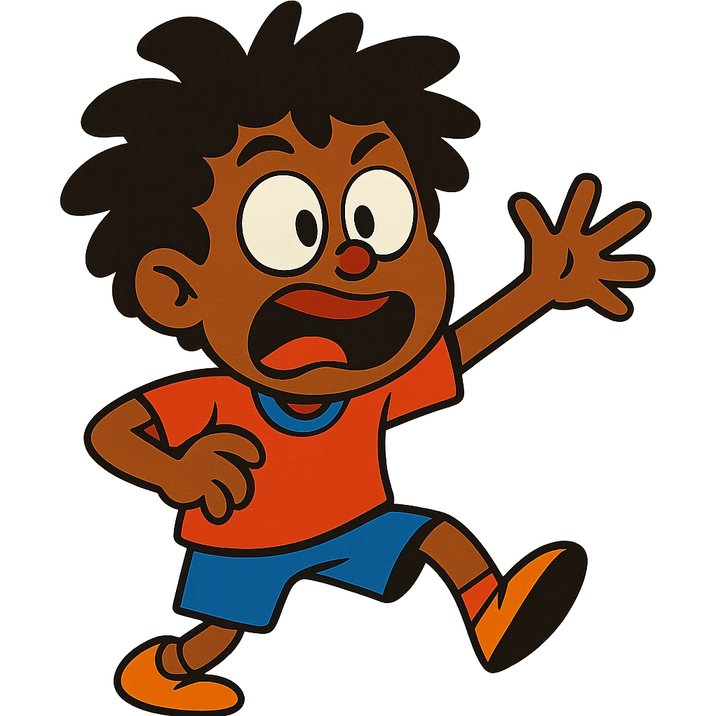 black boy with wild, messy curly hair, comical and expressive, vibrant colors emoji