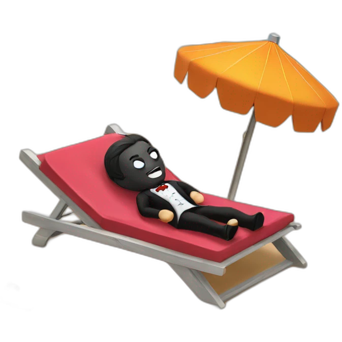 Dracula is sunbathing on the beach  emoji