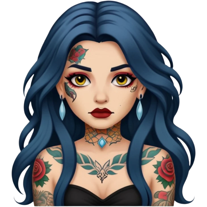 pretty tattooed long hair baddie with makeup emoji
