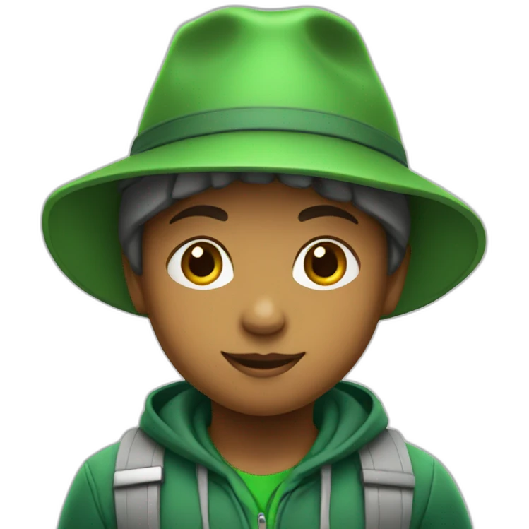 kindergarten kid with green hat emoji