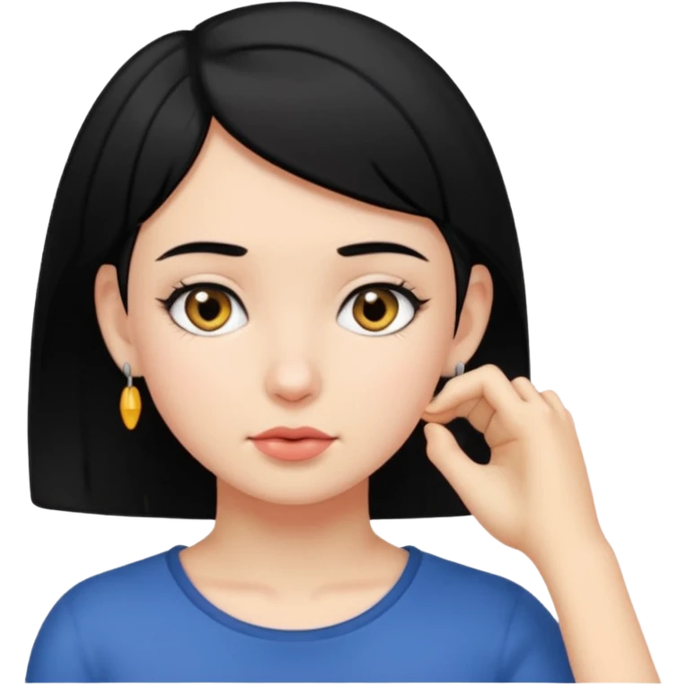 girl with short hair pulling on her earlobe emoji