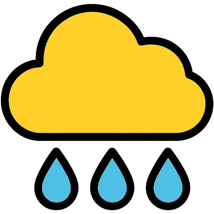 rain icon, simple and clear, colored lineal with black outlines emoji
