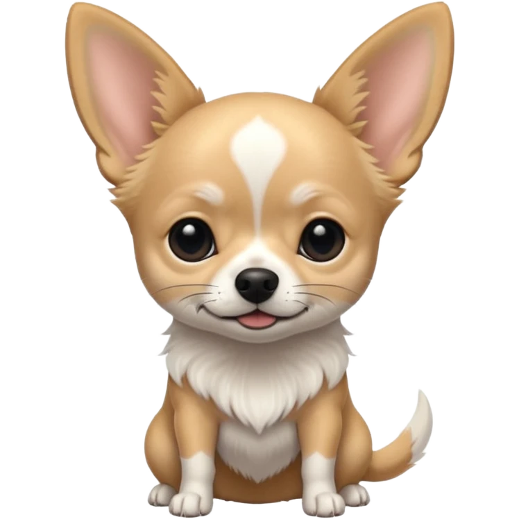 Chihuahua blanco con negro. Grandes orejas super delgado emoji