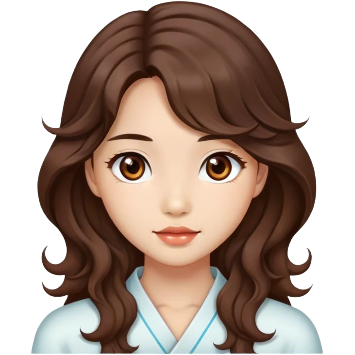 Beautiful girl,brown hair,wavy hair，long hair,brown eyes,Chinese emoji