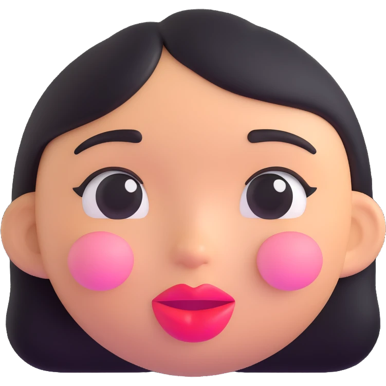 cute clean girl aesthetic face emoji, soft blush, glossy lips emoji