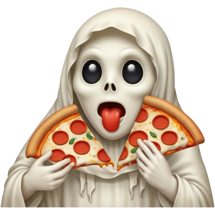sad ghost eating pizza emoji