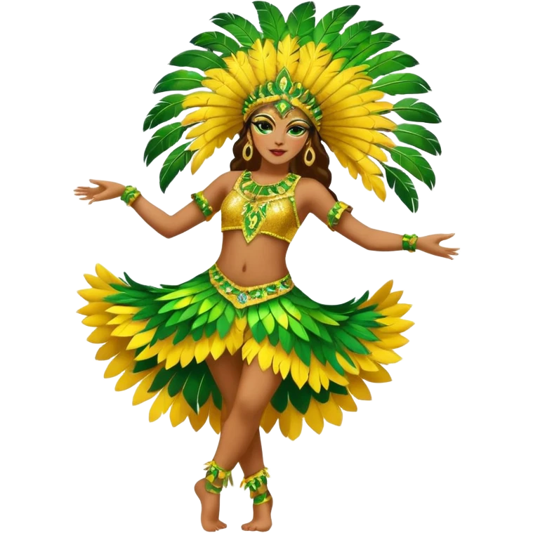 bailarina de samba de brasil cuerpo entero bailando quiero que lleve colores amarillos y verdes  emoji