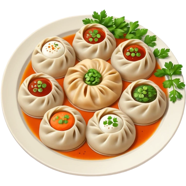 generate an ios genmoji of momos on a plate emoji