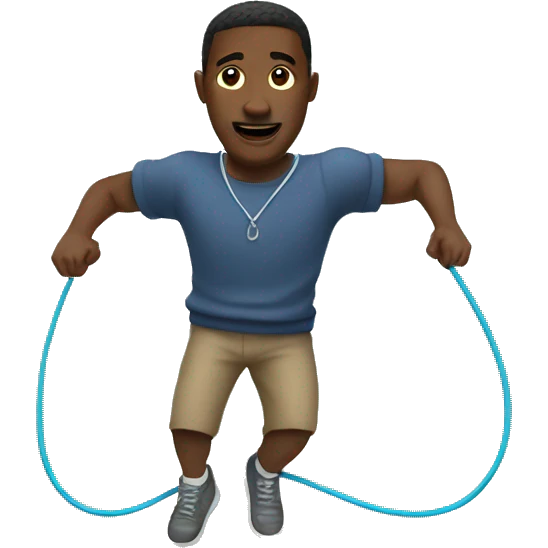 Black man in sweater jumping rope emoji