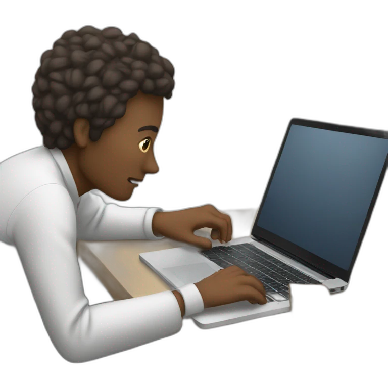 working hard on a macbook emoji