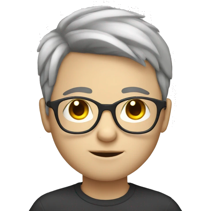Boy white skin with glasses and a little chubby emoji