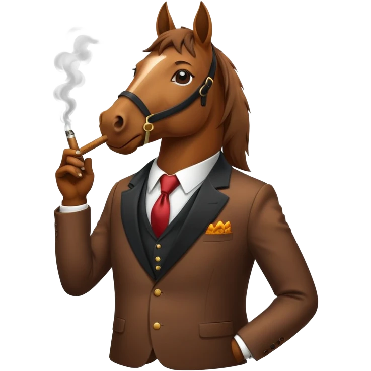 Horse smoking in a suit  emoji