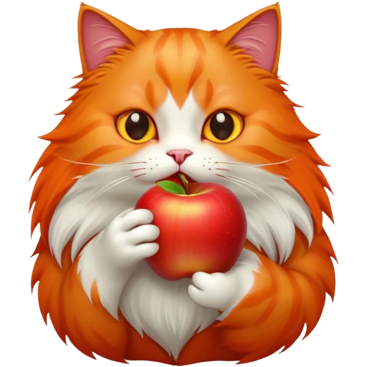 Un chat qui mange une pomme  emoji