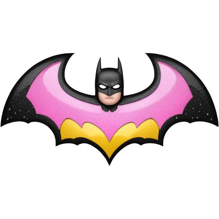 Make a batman logo emoji (girly) it should be black yellow and pink. emoji