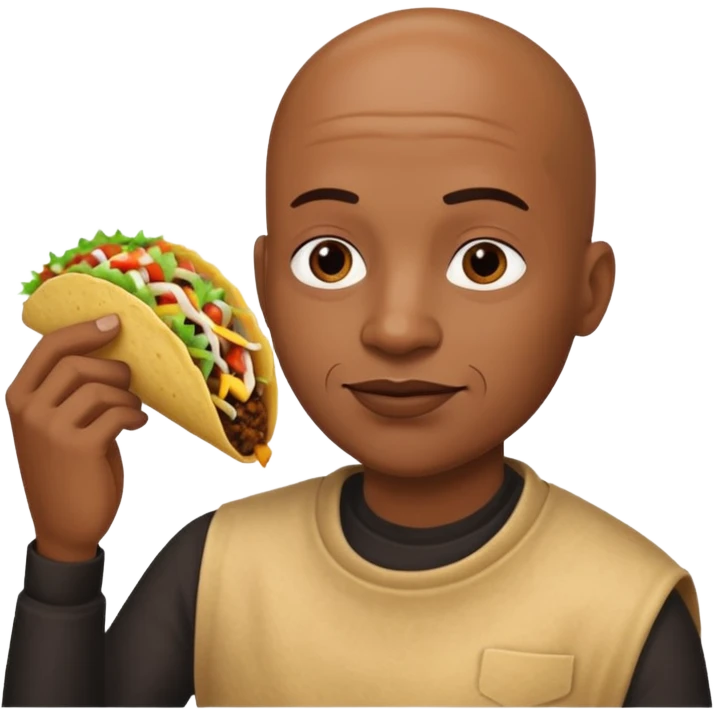 Bald black man eating a taco emoji