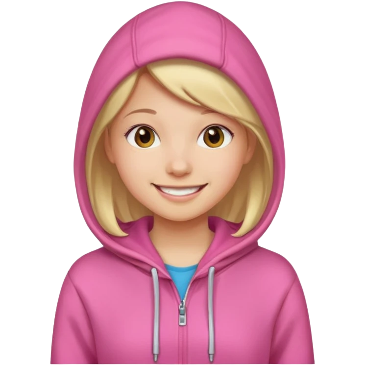 a portrait of girl wear pinkhoodie emoji