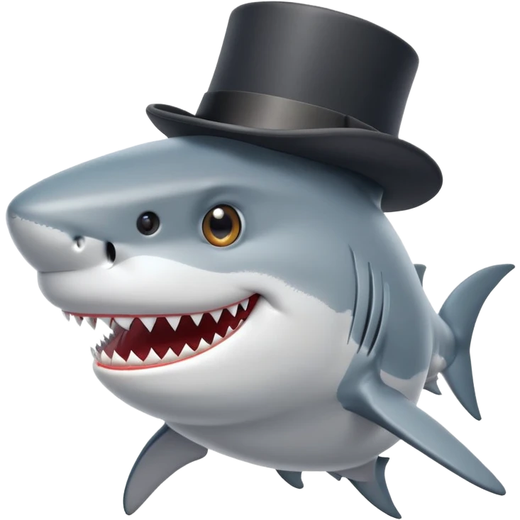Shark with a top hat emoji