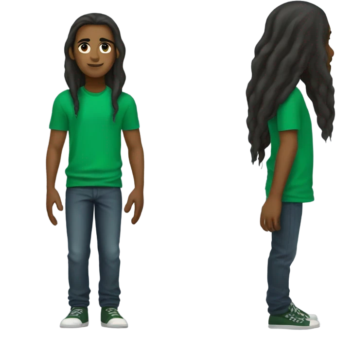 Squid game player in Long hair and green t shirt emoji