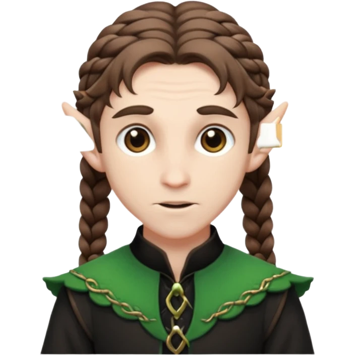 elves with braided brown  hair man black dress  emoji