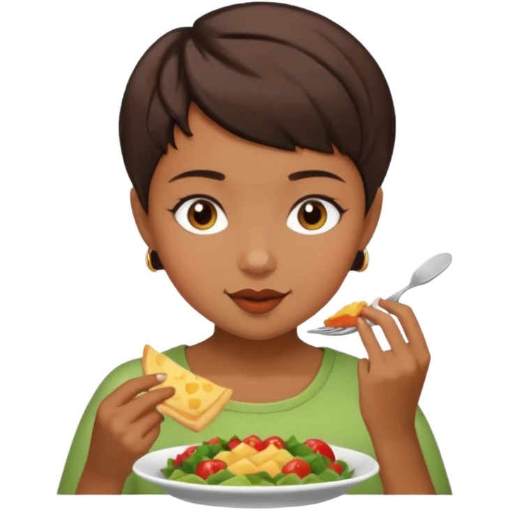 Girl brunette pixiecut Hair Brown Eating food  emoji