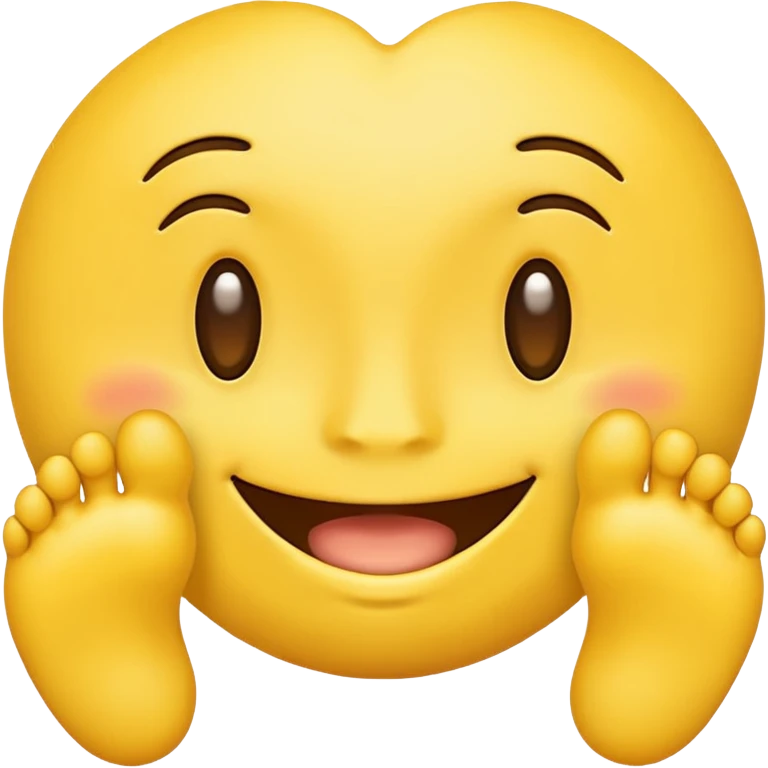 Create a yellow smiling emoji but replace the eyes with feet emoji