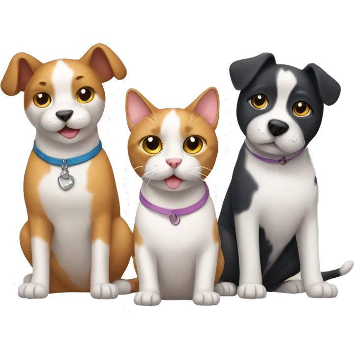 Cat and two dogs emoji