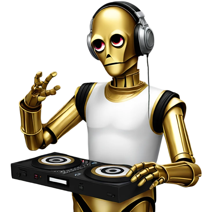 C-3PO playing dj emoji