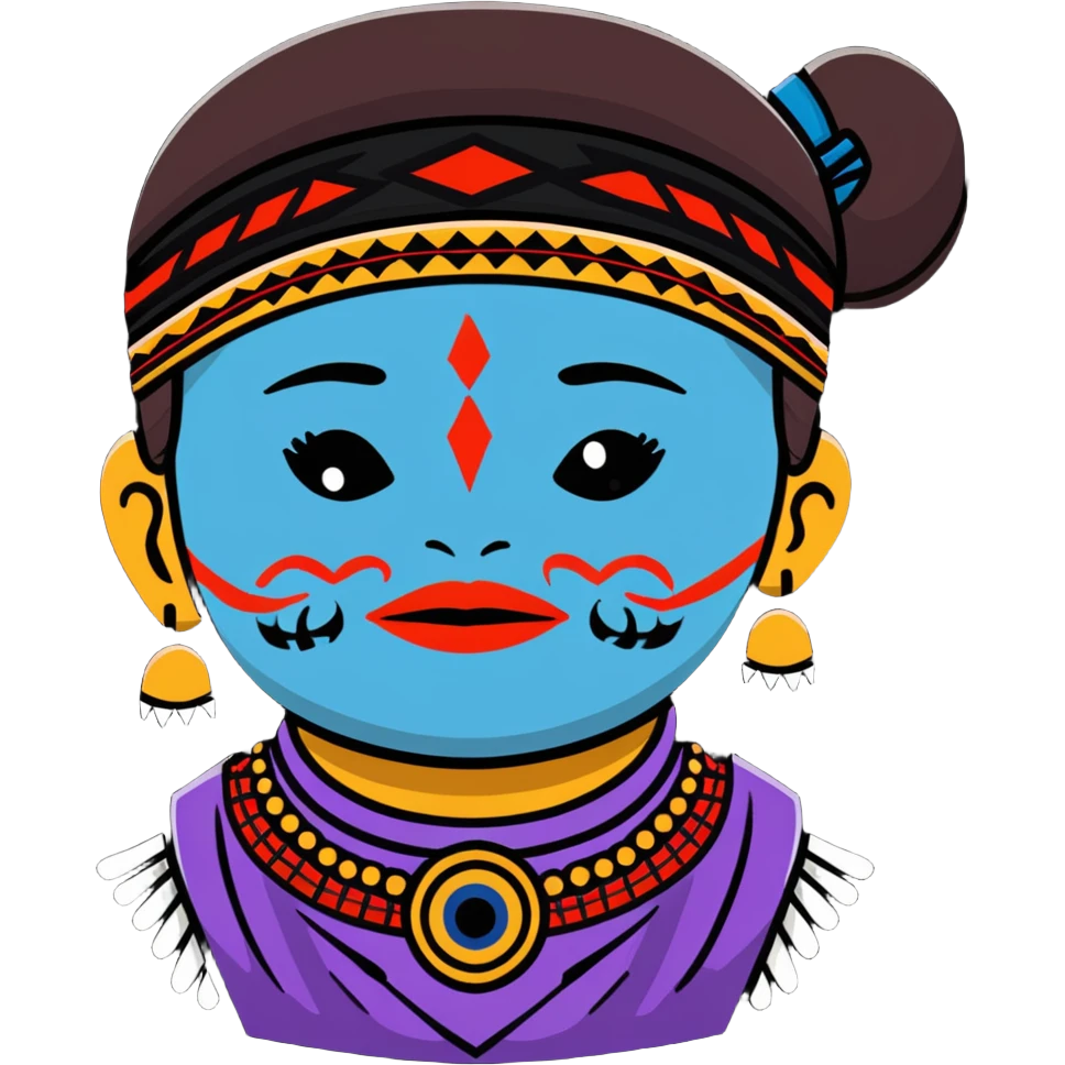 Toltec person with face paint and traditional attire emoji