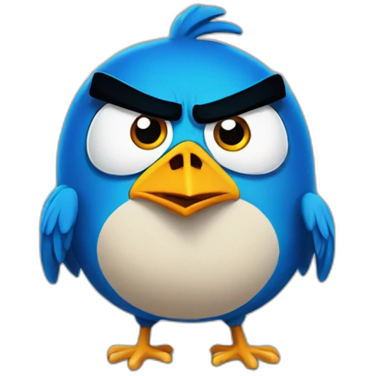 blue angry bird emoji