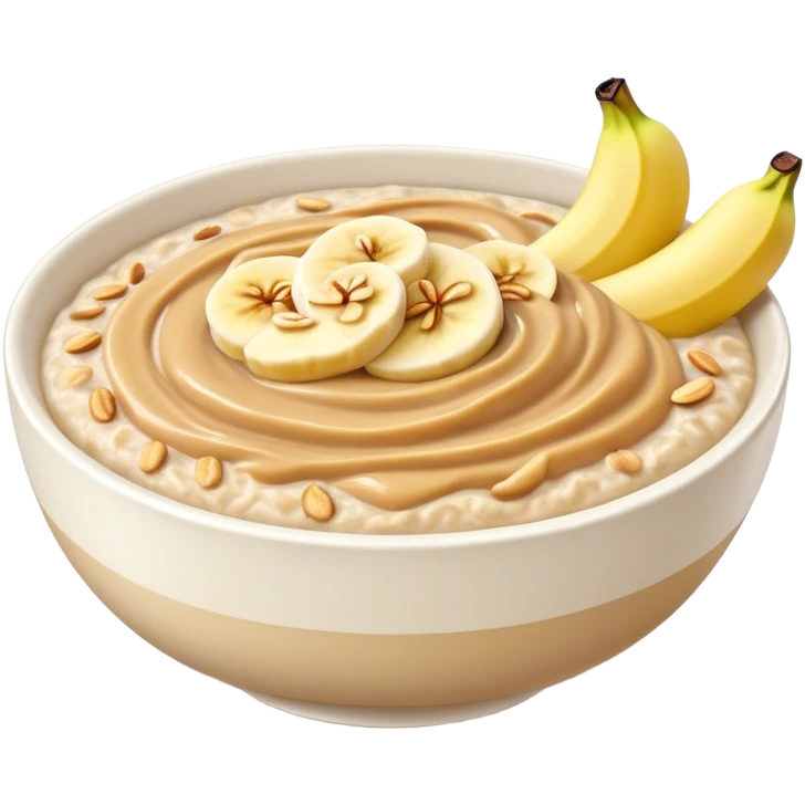 Porridge bowl with banana and peanut butter emoji