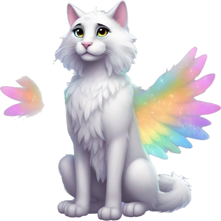 Furry, sparkle, iridescent, colorful, pastel, edgy, cool, fantasy beautiful, divine, godly, angelic, animal, anthro, full body, fursona, feline emoji