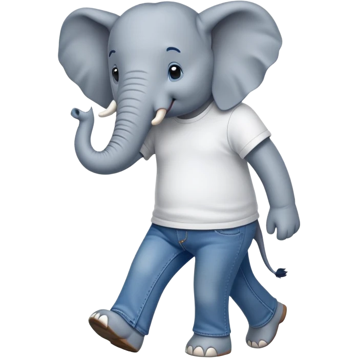 anthropomorphised elephant in jeans and t-shirt walking upright emoji